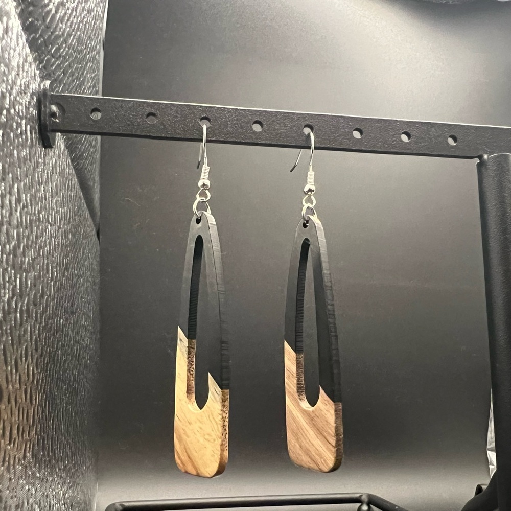 Stylish Black and Brown Wooden Earrings